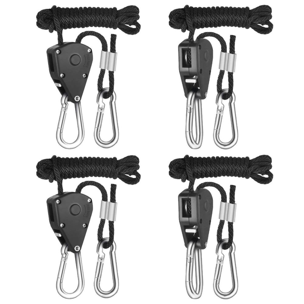 2/4/12 Uds. Colgador de Clip de cuerda ajustable de alta resistencia de 8 pies de largo de 1/8 pulgadas para Kit de cultivo colgante trinquete canoa arco popa amarre