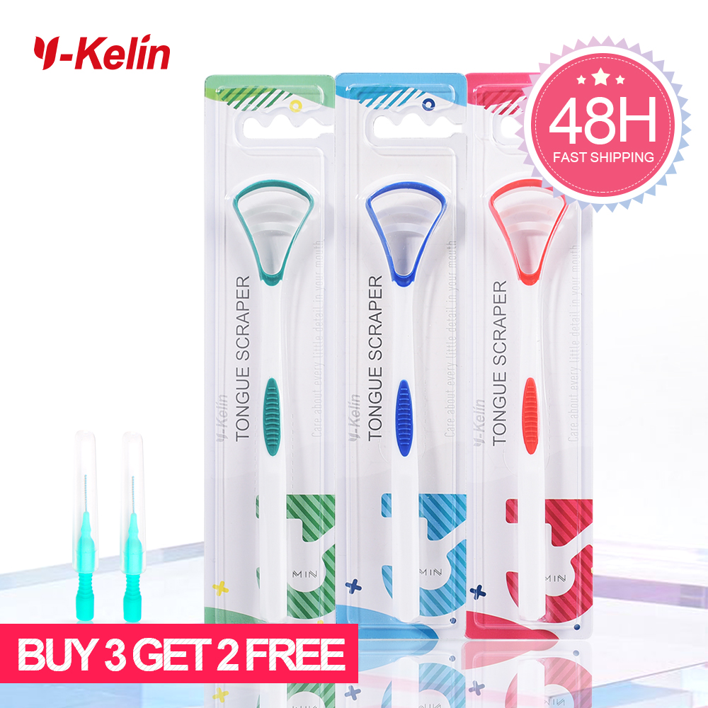 Y-Kelin Ventas Rascador de lengua de silicona Cepillo de limpieza Cuidado bucal individual de grado alimenticio para mantener el aliento fresco Paquete de 3 colores No.1
