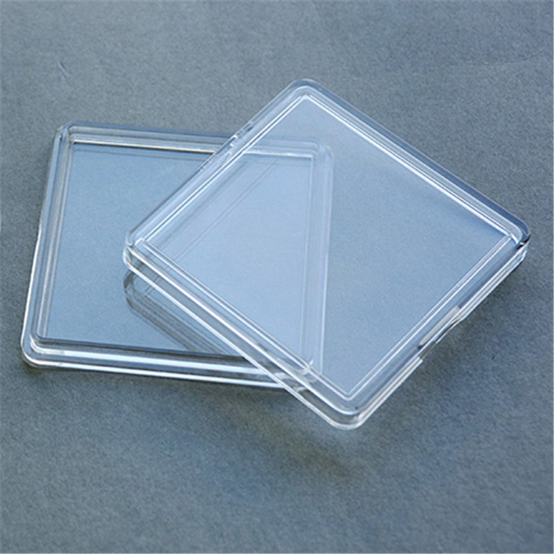 50 piezas 11 tamaños cuadrados transparentes de plástico acrílico Protector contenedores caja para fichas juego de mesa cajas de soporte colección de tarjetas