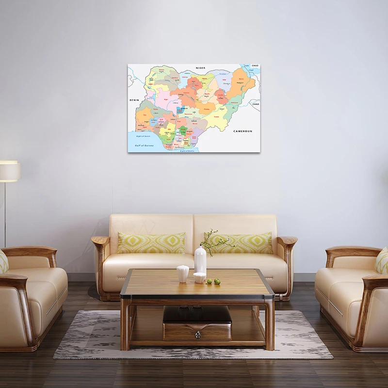 59*42Cm Bản Đồ Chính Trị Của Nigeria Áp Phích Và In Nghiên Cứu/Sống Lớp Tường Phòng Nghệ Thuật Hình Ảnh tranh In Canvas Trang Trí Nhà Cửa