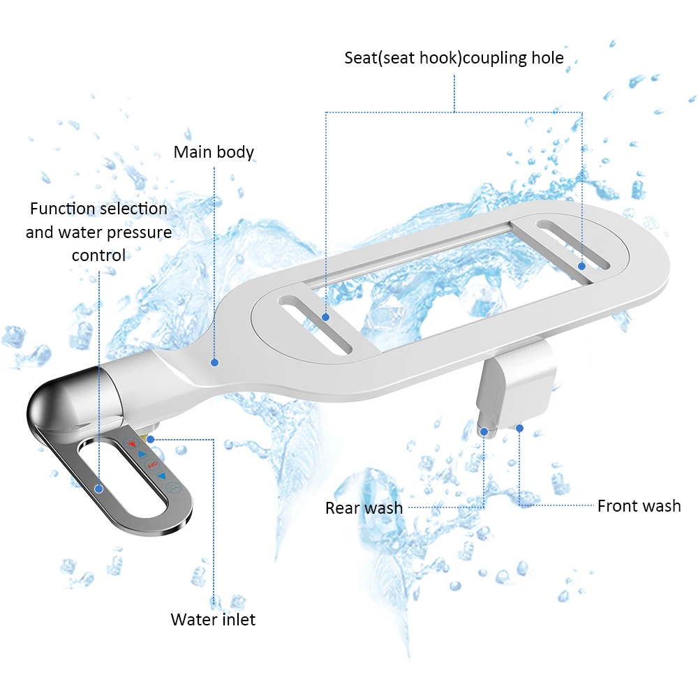 SOOSI Mới Bidet Kèm Siêu Ghế Ngồi Vệ Sinh Đôi Vòi Xoắn Ốc Điều Chỉnh Áp Lực Nước Không Điện Mông Phun