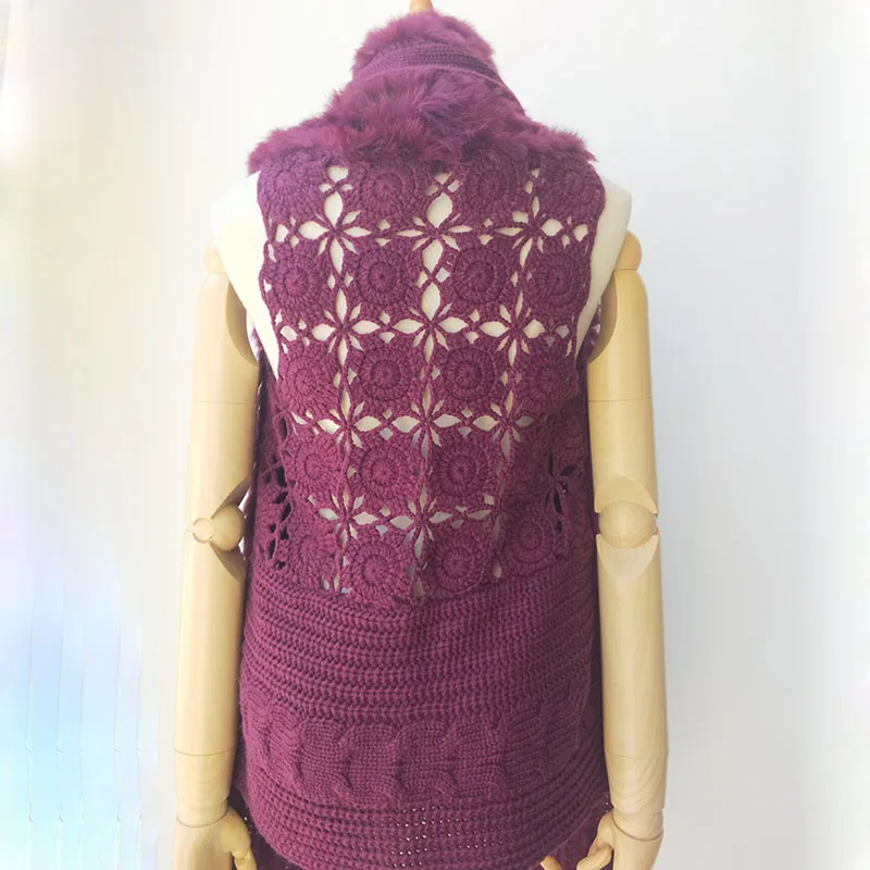 2019 automne tricoté réel Gilet de fourrure de lapin femme décontracté automne femmes véritable Gilet de fourrure Stock vendre comme prix pas cher