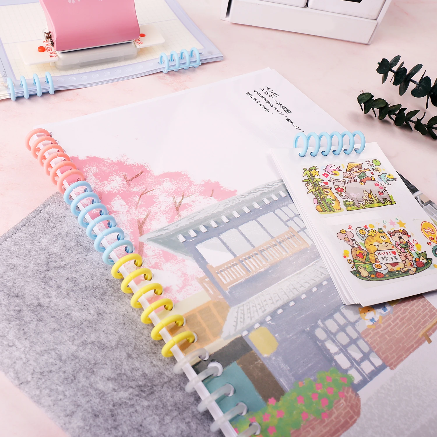 KW-trio 10pcs Plastic 30-Hole Loose Leaf Binders Ring Binding Spines Combs 85 Sheets Capacity for DIY Paper Notebook Album