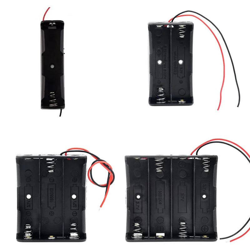 Caja de almacenamiento para banco de energía, contenedor de batería con cable de plomo, 18650, 1x2x3x4, 18650