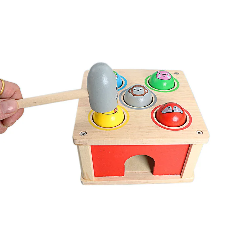 モンテッソーリ木製ノイズメーカーノックボールおもちゃカラフルなタッピングおもちゃ親子インタラクティブゲーム