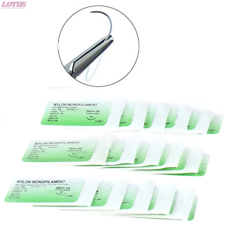 6PCS 2.0/3.0/4.0เข็มเย็บไนลอน Monofilament Non-ได้รับบาดเจ็บเย็บทางการแพทย์ด้ายเย็บสำหรับทางการแพทย์ผ่าตัดเย็บเครื่องมือ