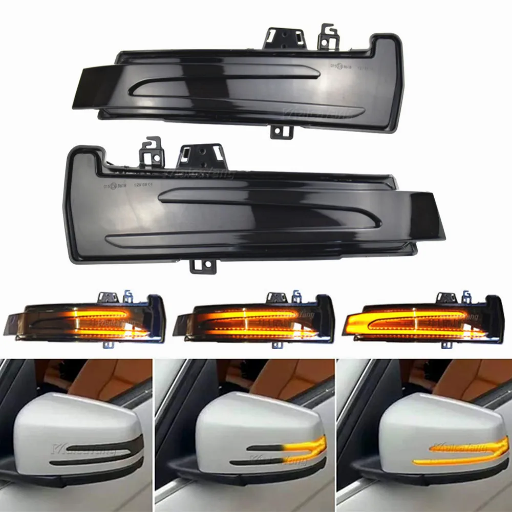 2 pçs sinal de volta dinâmico led luz indicador espelho lateral para mercedes benz w204 cla a b c e s gla glk cls classe w176 w212
