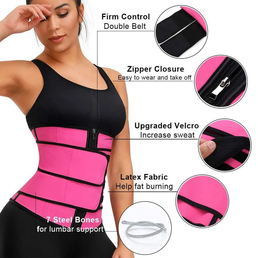 Cinto duplo fino feminino com zíper, cinto abdominal magro, cinto de emagrecimento de cintura esportiva