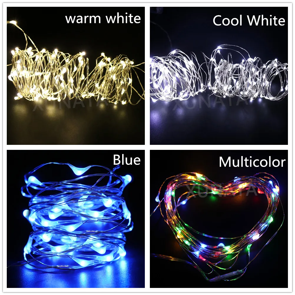 DC12V Micro Cơm Bạc Dây Cổ Dây Đèn Quà Giáng Vòng Hoa Ánh Sáng Đèn Dành Cho Tiệc Hóa Trang Trí Đám Cưới Ourdoor 10M 20M
