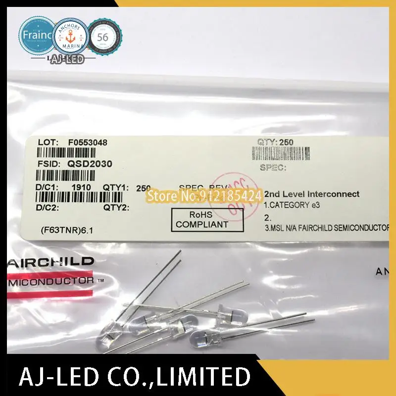 10ชิ้น/ล็อต QSD2030ซิลิคอน PIN Photodiode Infrared Receiver หลอด5มม.ความยาวคลื่น880nm มุม ± 20 °