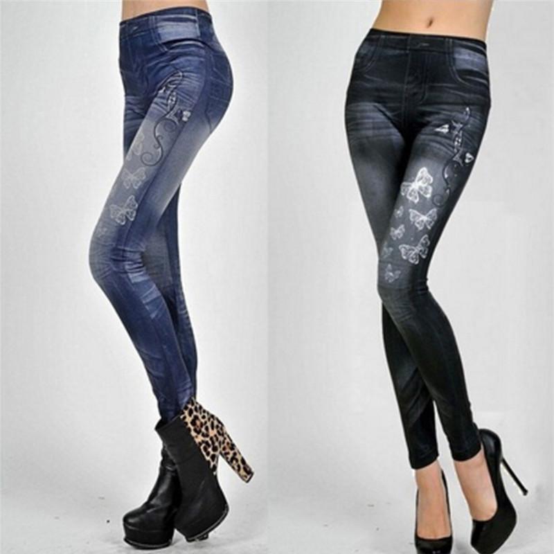 Quần Legging Nữ Denim Quần Có Túi Ôm Quần Legging Nữ Thể Dục Màu Xanh Đen Quần Leggin