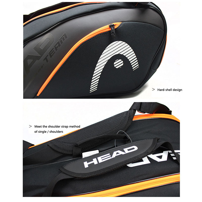 หัวไม้เทนนิสกระเป๋า 6 ชิ้น Hard SHELL กีฬากระเป๋าขนาดใหญ่ความจุ 9 แบดมินตันแร็กเก็ตกระเป๋าเป้สะพายหลังผู้ชายผู้หญิง Tenis สควอชพาเดล