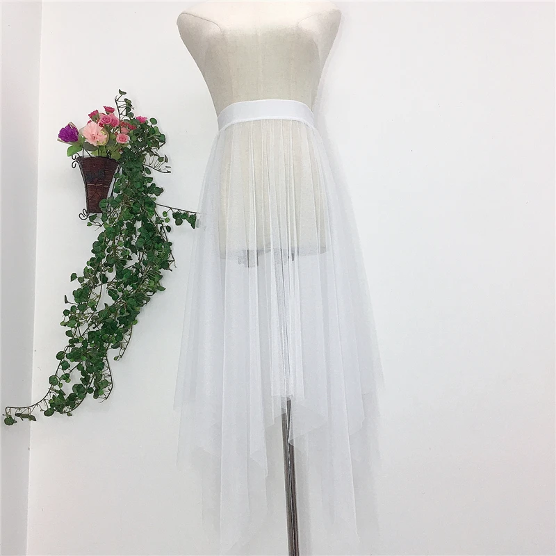 Trong Suốt Gợi Cảm Sheer Lưới Xếp Ly Nữ Váy Tutu Voan Cao Cấp Không Đều Đen Dài Váy Cho Bé Gái Phong Cách Hàn Quốc váy