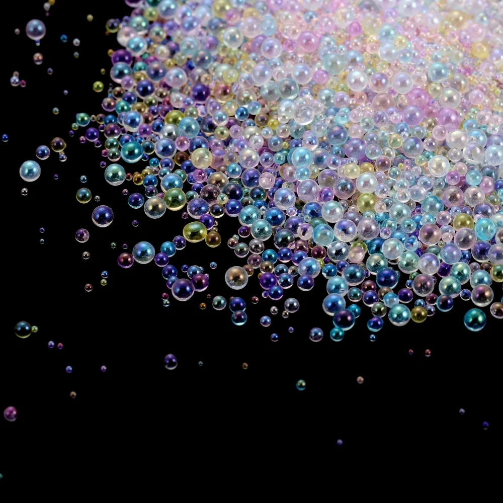Mini cuentas de bolas de burbujas de 10/20g, 0,4-3mm, pequeñas cuentas de vidrio, relleno de resina para molde de silicona, relleno de resina epoxi UV, decoración artística de uñas DIY