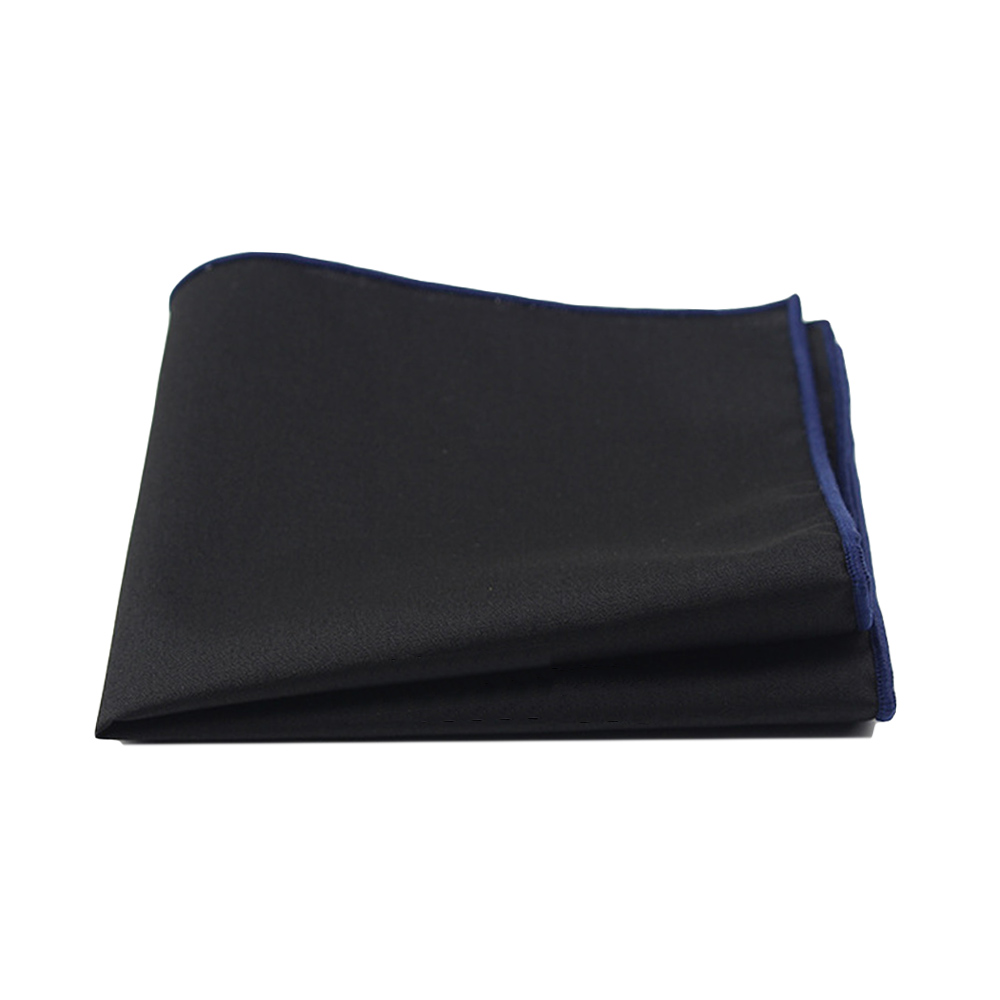 Männer Leinen Baumwolle Plain Schwarz Tasche Platz Bunten Rand Taschentuch Prom Hanky
