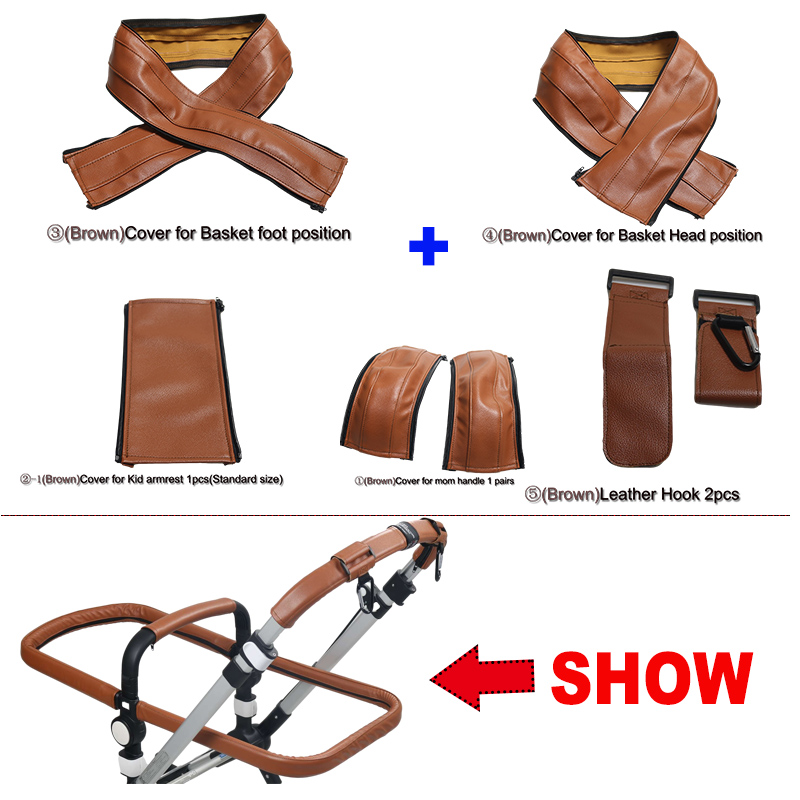 Capa Protetora para Bugaboo Cameleon Pram Estojo de Couro PU Braço Capa Bumber, Carrinho Acessórios, 1 Plus, 2, 3 Plus