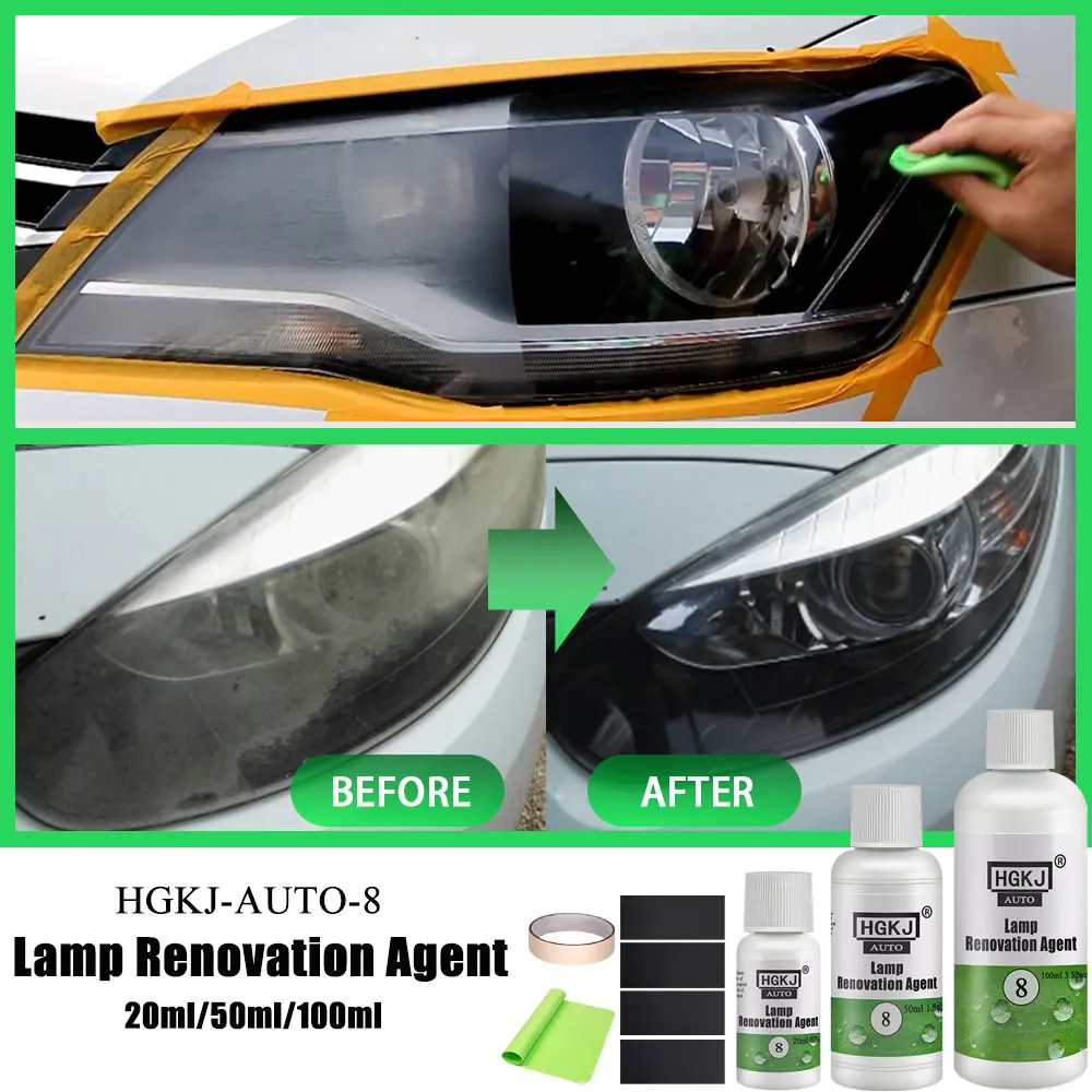 HGKJ 8 Đèn Đổi Mới Đại Lý Tự Động Đèn Pha Đèn Pha Ba Lan Phục Hồi Bộ Bảo Vệ Lâu Dài Oxy Hóa Chất Lỏng Cho Xe Ô Tô