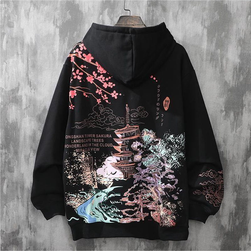 Sudaderas con capucha 로프트 프린트 까마귀 y2k 의류 하라주쿠 남성 애니메이션 힙합 일본 streetwear 스웨트 후드 남성 kpop