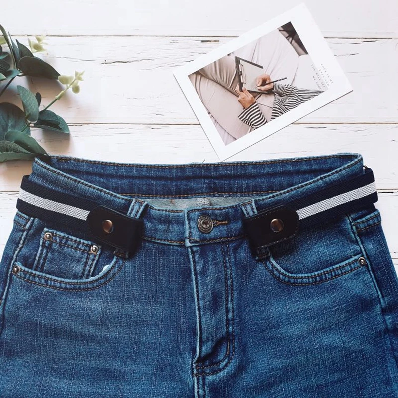 Cinturón sin hebilla para hombre y mujer, cinturón elástico Invisible para pantalones vaqueros, sin hebilla, envío directo