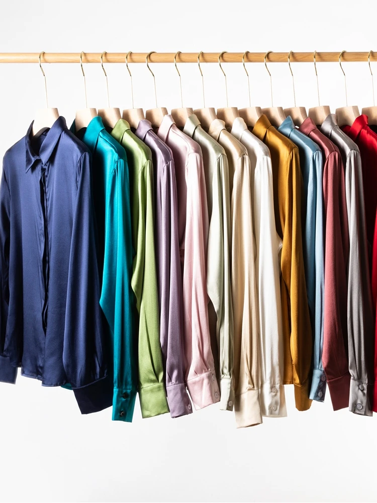 SuyaDream Người Phụ Nữ Chắc Chắn Áo Sơ Mi Thật 93% Lụa 7% Spandex Tay Dài Sang Trọng Blouses2022 Thu Xuân Nữ Công Sở Hàng Đầu