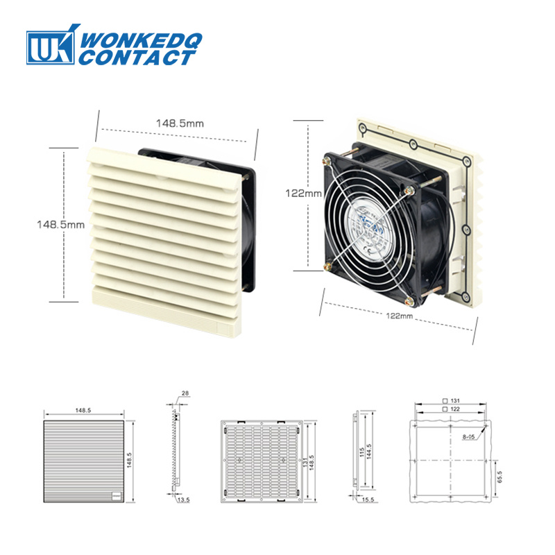 9803 230 Воздушный фильтр Промышленный вентилятор 120 мм Электрический шкаф Охладитель Вентиляция Водонепроницаемые жалюзи Вентилятор вытяжной 220 В 230 В 240 В