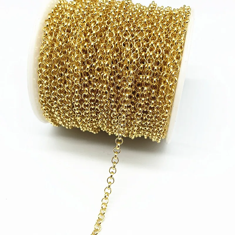 Cadena de collar chapada en oro/plateado/bronce de 2 yardas para hacer joyas, accesorios, cadenas de collares DIY, materiales hechos a mano