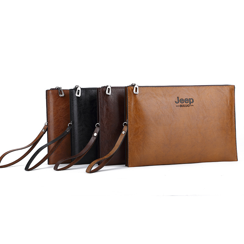 JEEP BULUO Mode-Business-Stil männer Handtasche Weiche PU Leder Kupplung Tasche Männliche Karte Brieftaschen Elegante Freizeit Stilvolle Männer beutel