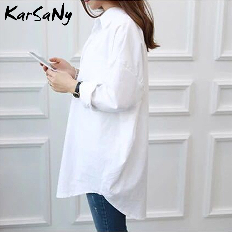 여성용 화이트 셔츠 오버 사이즈 코튼 팜므 탑스 플러스 사이즈 5XL 여성용 긴 셔츠 화이트 블라우스 봄 긴 소매 튜닉 여성