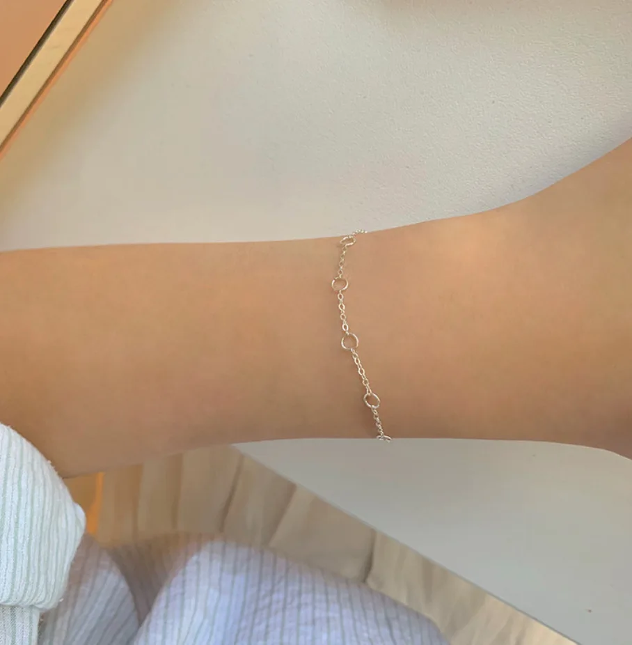 Gelang Rantai Lingkar Perak Murni 925 Asli Emas 18K C-A304