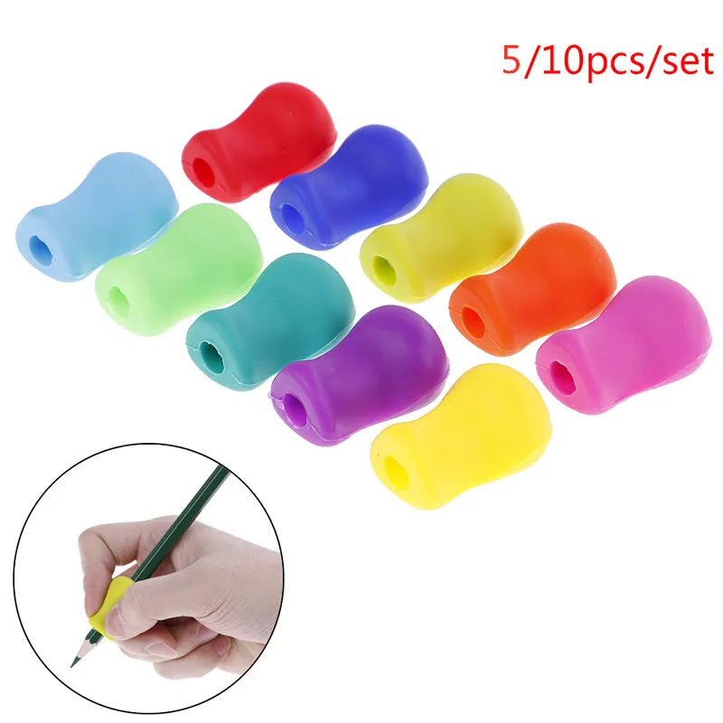 5/10 Cái Trẻ Em Viết Bút Chì Bút Trẻ Em Học Tập Practise Silicone Bút Viện Trợ Cầm Tư Thế Thiết Bị Hiệu Chỉnh Cho học Sinh Sinh Viên