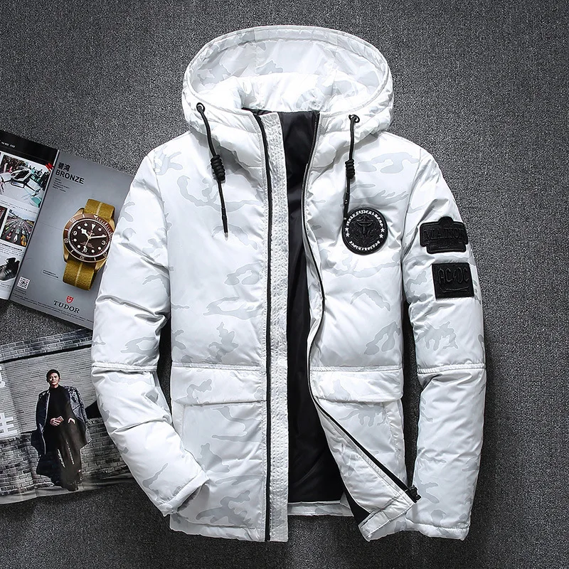 Marke Neue Camouflage Ente Downs Jacke Männer Outwear Dicken Schnee Parkas Mit Kapuze Mantel Männlichen Casual Thermische Winddicht Downs Jacke
