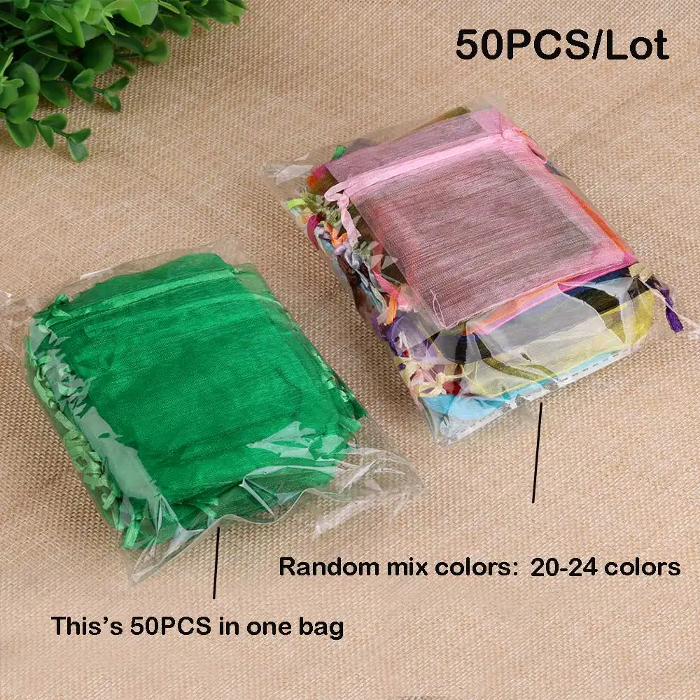 50 Cái/lốc Đàn Organ Tặng Túi Đựng Trang Sức 24 Màu Dây Kéo Túi Miếng Dán Cưới Kẹo Giáng Sinh Tặng Túi Đựng Trang Sức Quy Cách Đóng Gói