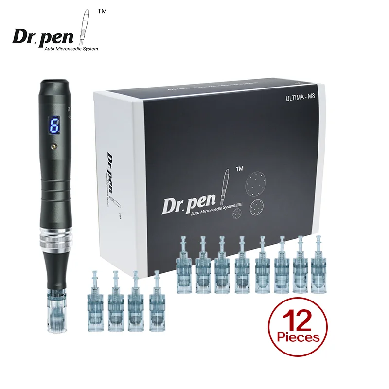 Аутентичная микроигла Dr pen Ultima M8 с 12 шт. игл, уход за лицом, беспроводная ручка Дерма, красивая машина