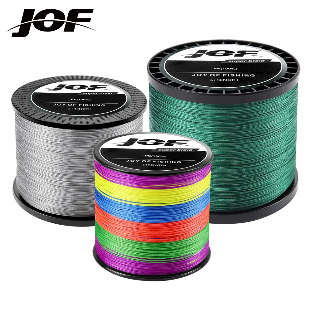 JOF 4 fili intrecciati PE lenza 300M 500M 1000M filo da mosca multifilamento filo per carpa Giappone multicolore mare linea super resistente