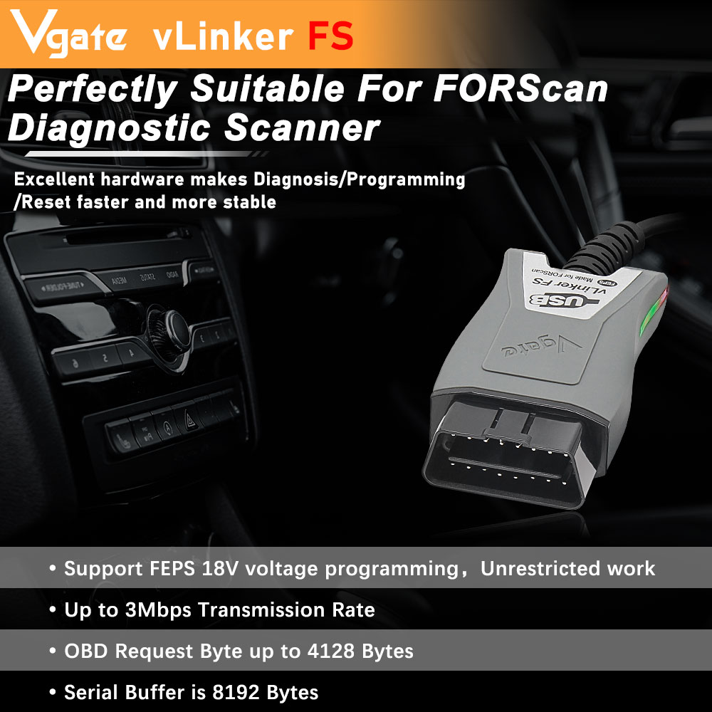 Vgate vLinker FS ELM327 Pour Ford FORScan HS/MS-CAN ORME 327 OBD 2 OBD2 Scanner Diagnostique De Voiture Outils D'interface OBDII Pour Mazda