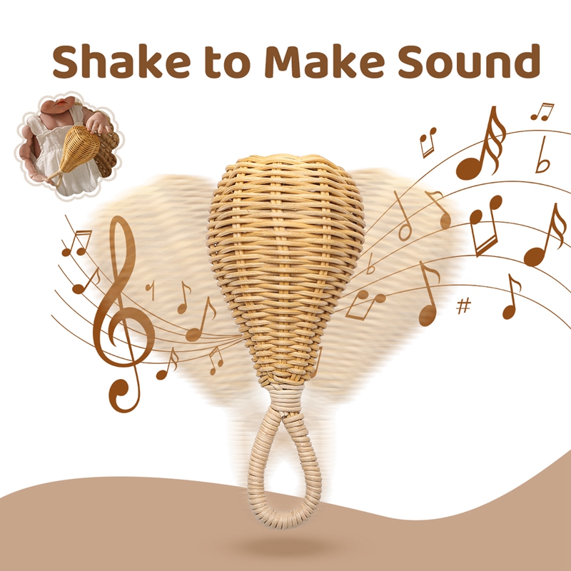 1Pc 아기 등나무 핸드벨 모래 망치 뮤지컬 래틀 등나무 짜기 핸드벨 교육 유아 Attetion 교육 완구 아이 선물
