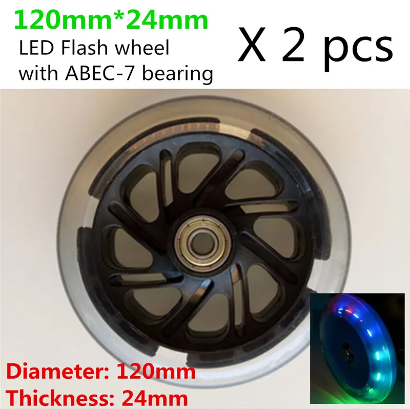 100Mm 110Mm 120Mm. Con Trưởng Thành Trẻ Xe Trượt Bánh Xe Với 24Mm 28Mm Nội Tuyến Đi Xe Đạp Xe Tay Ga Lốp Với đèn LED Nhiều Màu Sắc Đèn Flash Sáng Bóng Đèn 2 Chiếc