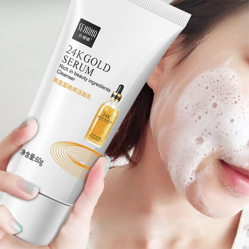 Vàng Fullerene Sữa Rửa Mặt Tạo Bọt Rửa Mặt Collagen Thu Nhỏ Lỗ Chân Lông Rửa Mặt Kiểm Soát Dầu Dưỡng Trắng Trị Mụn Dưỡng Da 60G
