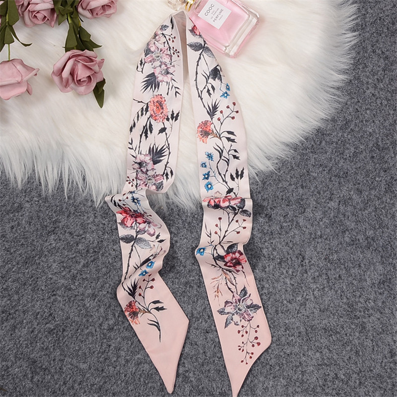 Bufanda de marca rosa para mujer, bufanda de seda, bolso, bufandas ajustadas, nuevo diseño, toalla para la muñeca, Foulard, pañuelo, diadema para mujer