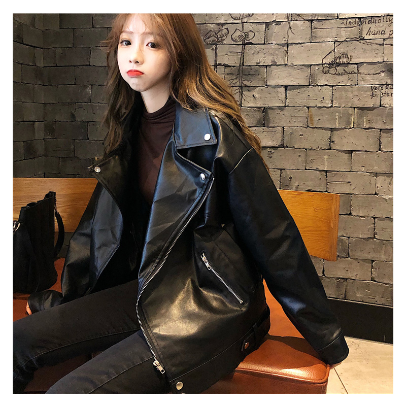 女性のフェイクレザージャケット,特大の衣服,ルーズフィット,パンクスタイル,ストリートウェア,2021