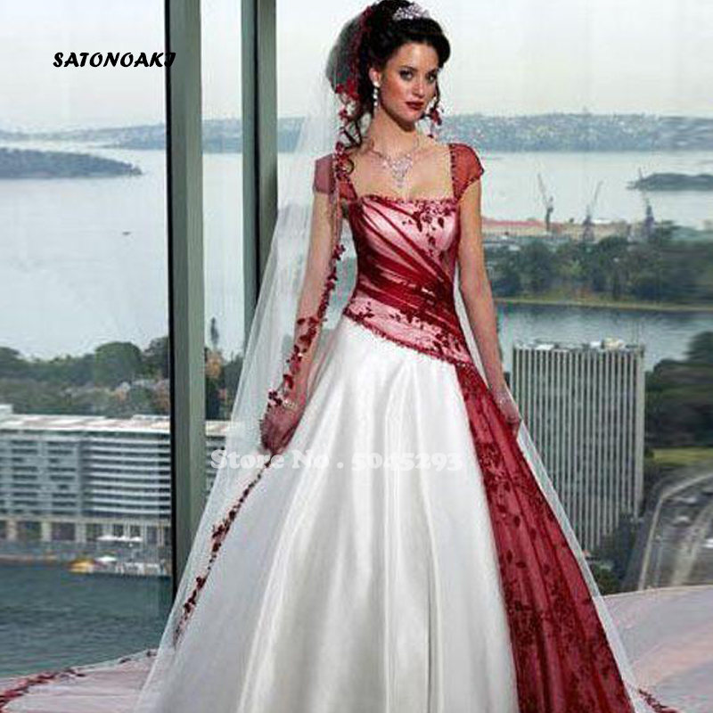 Abito da sposa rosso e bianco di lusso personalizzato per la sposa Plus Size abito da ballo Sweep Train abito da sposa Sexy per feste Vestido De Novia