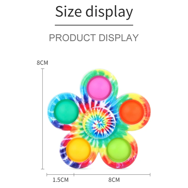 ตลก Tie Dye ง่าย Fidget Spinner Finger Push Bubble Hand Spinner สําหรับ ADHD ความวิตกกังวลความเครียดบรรเทา Sensory Party Favor สําหรับเด็ก