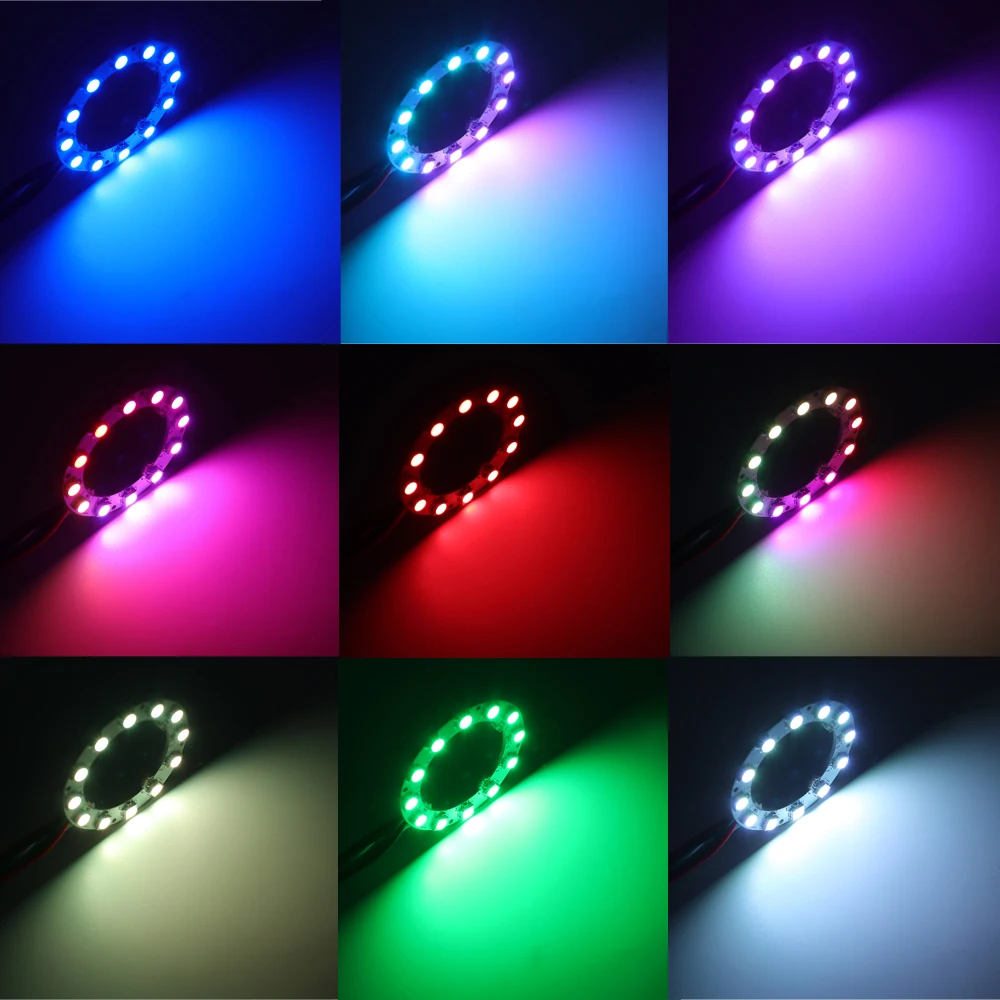 5v ledリングハードストリップWS2812B rgbライト30センチメートル50ミリメートル60ミリメートル70ミリメートル90ミリメートル110ミリメートル150ミリメートル170ミリメートル天使の目ledヘッドライト電球車