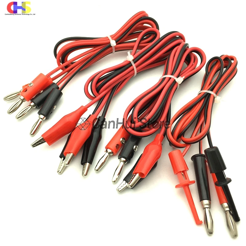 Pinzas de cocodrilo con enchufe Banana de 4MM, pinzas eléctricas de cocodrilo de plomo de prueba DIY, conector de Cable de gancho de prueba, multímetro de sonda Dual
