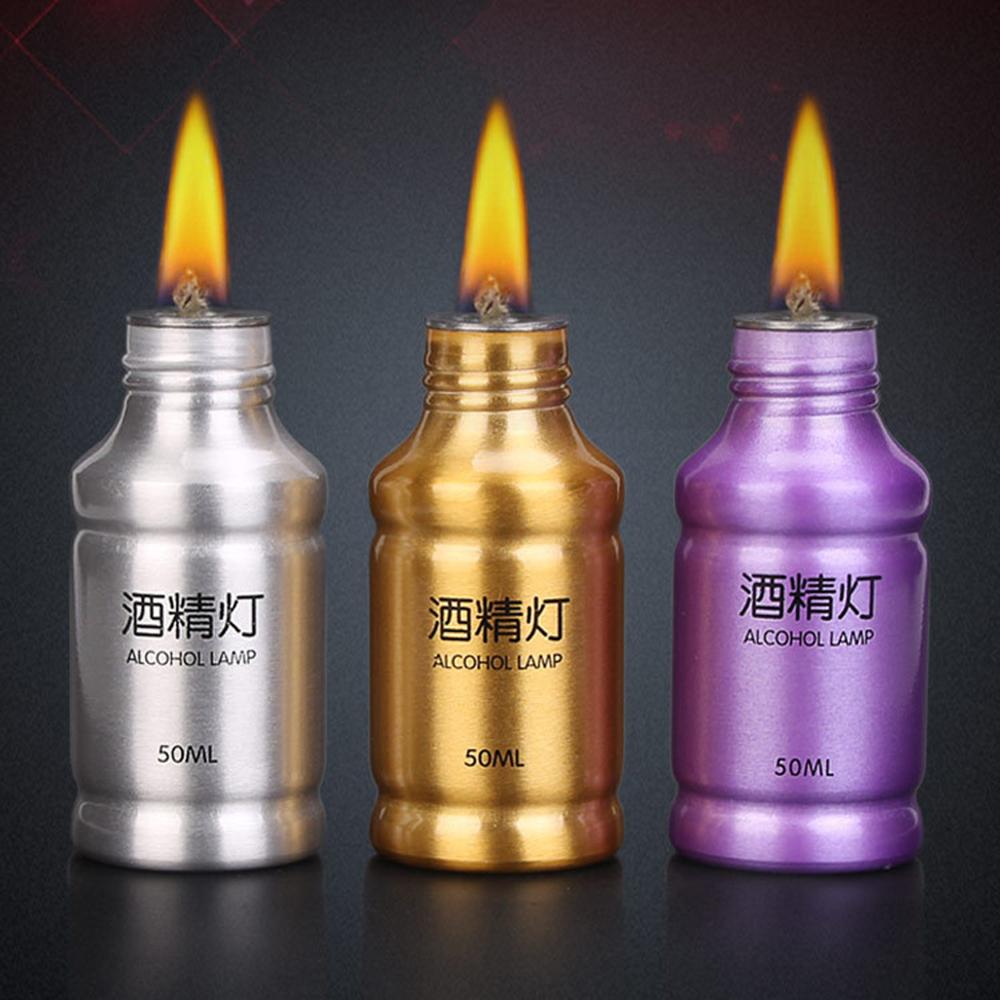 50ML เคมีแอลกอฮอล์ Burner โคมไฟอลูมิเนียมแบบพกพาโคมไฟแอลกอฮอล์15ซม.Wick Laborotary ความร้อนอุปกรณ์อุปกรณ์การสอน