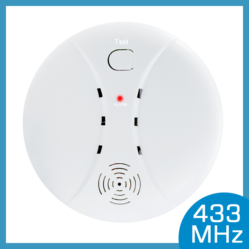 Detector de humo inalámbrico de 433MHz, sensores de alarma de protección contra incendios, sistema de alarma de seguridad para el hogar inteligente, fácil de instalar