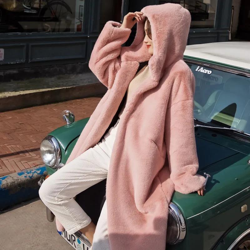 2021ใหม่ผู้หญิงฤดูหนาว Faux ขนเสื้อคลุมยาวขนสัตว์หนาหนาอุ่นหญิง Plush Plus ขนาดหลวม OverCoat