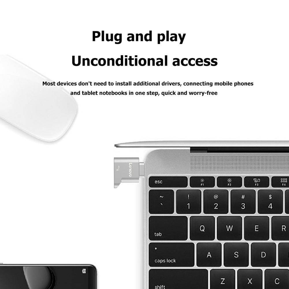 Lenovo D201 USB Typ C Kartenleser 480Mbps 512GB USB-C TF Micro SD OTG Adapter Typ-C speicher Kartenleser Für Laptop Smartphone