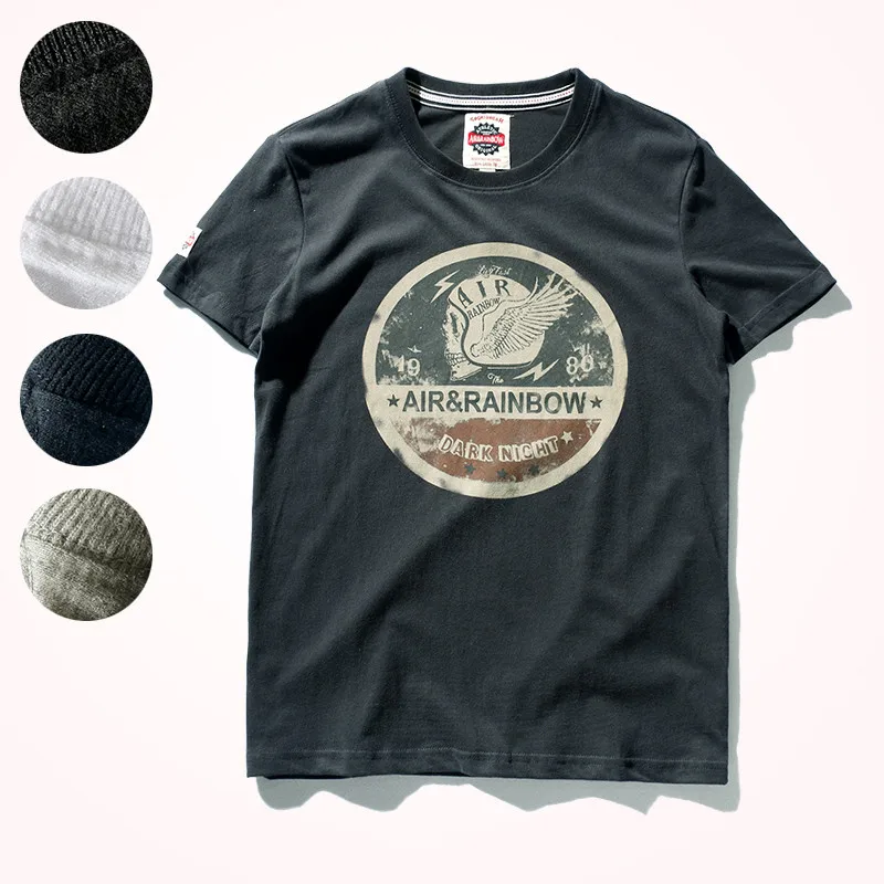 Mùa Hè Mới Nữ Tay Ngắn Cổ Tròn In Hình Áo Thun Thời Trang Nam 100% Cotton Rửa Sạch Cũ Rời Chải Vải Kích Thước Lớn Thường Ngày áo Sơ Mi Nam
