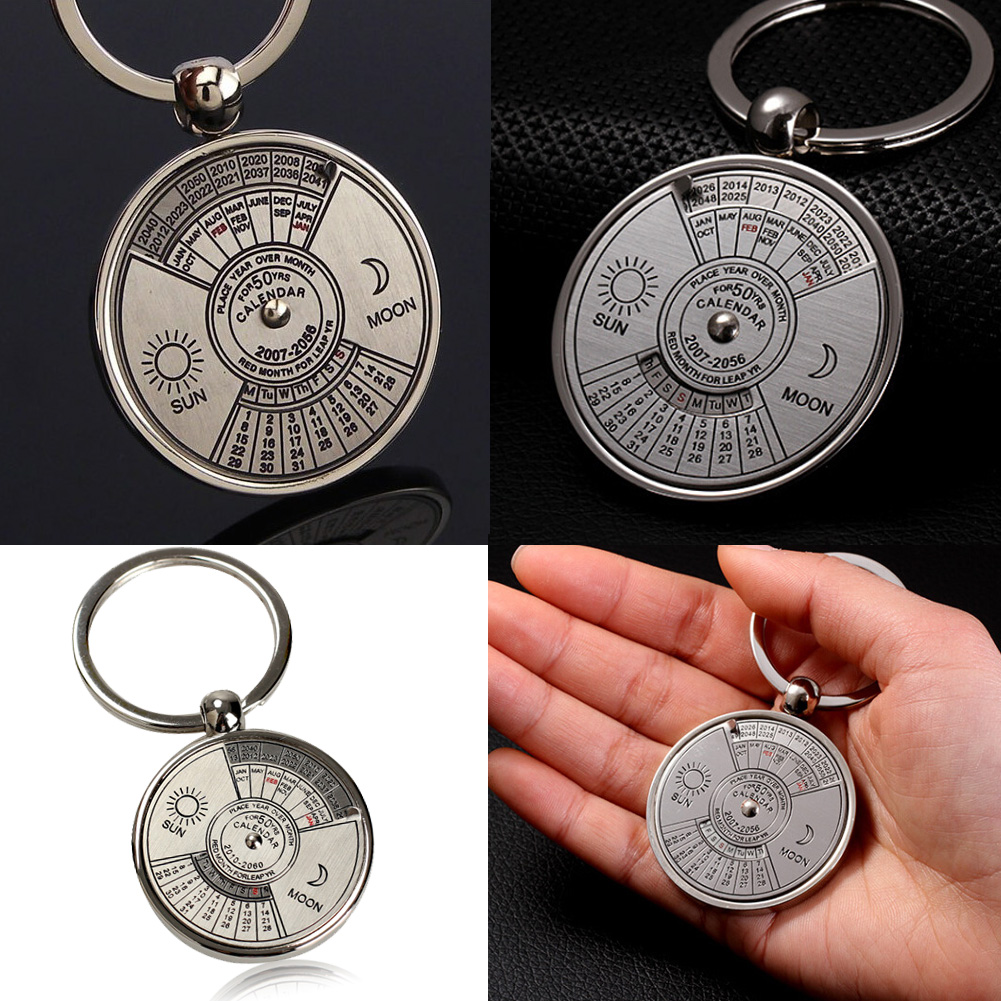 50 jahre Kalender Sonne Mond Carving Geschenk Metall Carving Schlüsselring Carving Geschenk Perpetual Kalender Keychain Ring